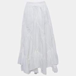 Weekend Max Mara White Linen Lace Trimmed Long Skirt M