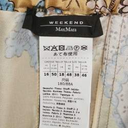 Pre Owned Weekend Max Mara Multicolor Satin and Cotton Pleated Midi Skirt XL