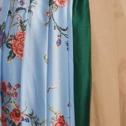 Pre Owned Weekend Max Mara Multicolor Satin and Cotton Pleated Midi Skirt XL