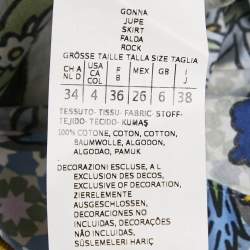 Pre Owned Weekend Max Mara Blue/Yellow Printed Cotton Maxi Skirt S