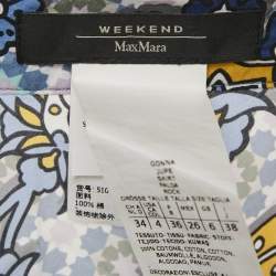 Pre Owned Weekend Max Mara Blue/Yellow Printed Cotton Maxi Skirt S
