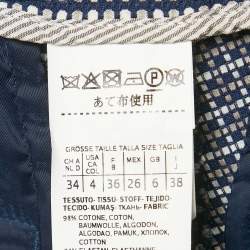 Weekend Max Mara Navy Blue Patterned Cotton Trousers S