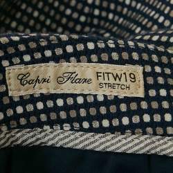 Weekend Max Mara Navy Blue Patterned Cotton Trousers S