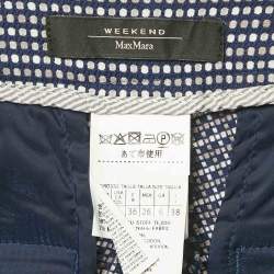 Weekend Max Mara Navy Blue Patterned Cotton Trousers S