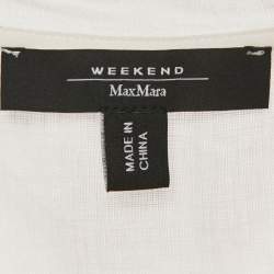 Pre Owned Weekend Max Mara White Embroidered Linen and Cotton Top XL
