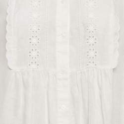 Pre Owned Weekend Max Mara White Embroidered Linen and Cotton Top XL