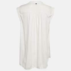 Pre Owned Weekend Max Mara White Embroidered Linen and Cotton Top XL