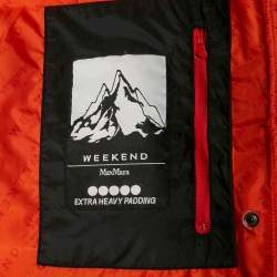 Weekend Max Mara Orange Nylon Detachable Hood Quilted Down Jacket S