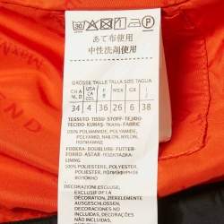 Weekend Max Mara Orange Nylon Detachable Hood Quilted Down Jacket S