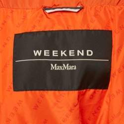 Weekend Max Mara Orange Nylon Detachable Hood Quilted Down Jacket S