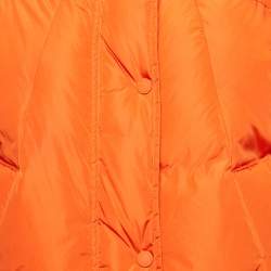 Weekend Max Mara Orange Nylon Detachable Hood Quilted Down Jacket S