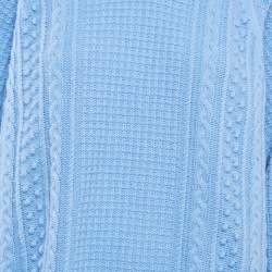 Weekend Max Mara Blue Wool Cable Knit Full Sleeve Sweater XL