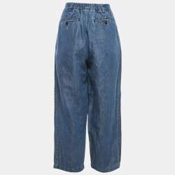 Pre Owned Weekend Max Mara Blue Chambray Wide-Leg Trousers S