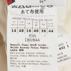 Pre Owned Weekend Max Mara Cream Linen Blend Pleated Wide-Leg Trousers L