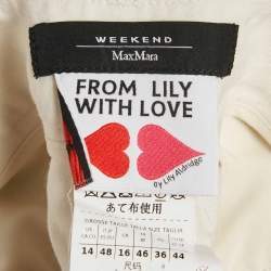 Pre Owned Weekend Max Mara Cream Linen Blend Pleated Wide-Leg Trousers L