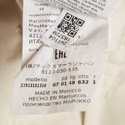 Pre Owned Weekend Max Mara Cream Linen Blend Pleated Wide-Leg Trousers L