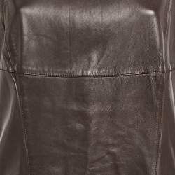 Pre Owned Weekend Max Mara Brown Leather Sleeveless Shorts Dress L