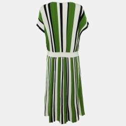 Pre Owned Weekend Max Mara Green Striped Knit Spiga/Editta Top & Skirt Set S