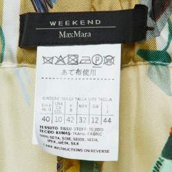 Pre Owned Weekend Max Mara Dark Beige Printed Silk Parallel Pants M