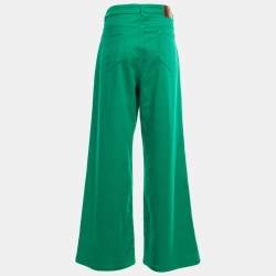 Pre Owned Weekend Max Mara Green Denim Wide-Leg Jeans XS Waist 34''