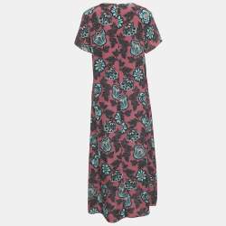 Pre Owned Weekend Max Mara Purple Floral Print Silk Aral Midi Dress M