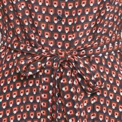 Pre Owned Weekend Max Mara Navy Blue Printed Silk Arena Short Dress M