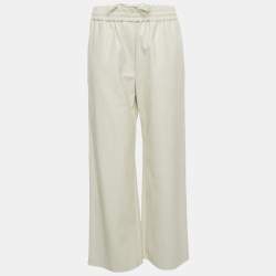 مملوكة مسبقًا Weekend Max Mara Off-White Faux Leather Wide Leg Pants M