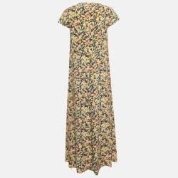 Pre Owned Weekend Max Mara Multicolor Floral Print Silk Maxi Dress M 