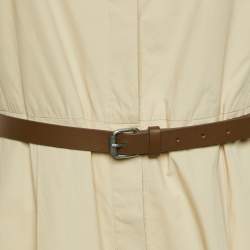 Pre Owned Weekend Max Mara Beige Cotton Belted Button Front Dress L