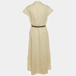 Pre Owned Weekend Max Mara Beige Cotton Belted Button Front Dress L