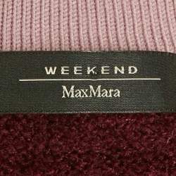 Pre Owned Weekend Max Mara Burgundy Knit Contrast Detail Sweater XS