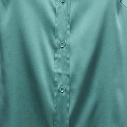 Pre Owned Weekend Max Mara Green Silk Satin Full Sleeve Button Front Shirt L