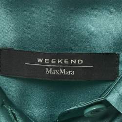Pre Owned Weekend Max Mara Green Silk Satin Full Sleeve Button Front Shirt L