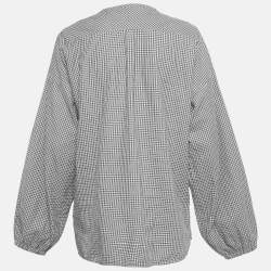 Pre Owned Weekend Max Mara Black Checked Cotton Button Front Tunic L