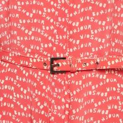 Pre Owned Weekend Max Mara Pink Printed Crepe Midi Shirt Dress M