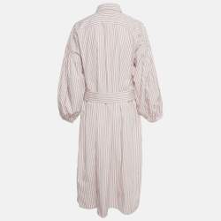 Pre Owned Weekend Max Mara Pink /White Striped Cotton Shirt Dress M