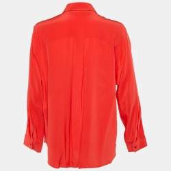 Pre Owned Weekend Max Mara Red Silk Button Front Blouse XL