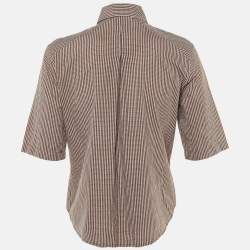 Pre Owned Weekend Max Mara Burgundy Checkered Cotton Frill Detail Shirt M