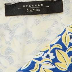 Pre Owned Weekend Max Mara Blue Floral Print Cotton Sleeveless Midi Dress M