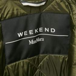 Pre Owned جاكيت ويكيند ماكس مارا أخضر زيتوني مبطن بأزرار مقاس صغير