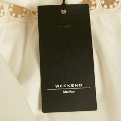 مملوكة مسبقًا Weekend Max Mara White Gabardine Lace Insert Mini Dress S