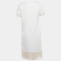 مملوكة مسبقًا Weekend Max Mara White Gabardine Lace Insert Mini Dress S