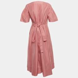 Pre Owned Max Mara Pink Cotton Blend Midi Wrap Dress L