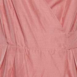 Pre Owned Max Mara Pink Cotton Blend Midi Wrap Dress L
