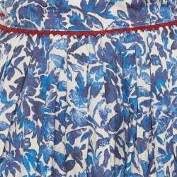 Pre Owned تنورة ويك إند ماكس مارا قطن أبيض/أزرق بنقشة زهور أوسولا ميدي مقاس صغير