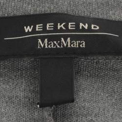 Pre Owned Weekend Max Mara Grey Silk Blend Crystal Embellished Top L