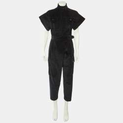 Pre Owned Weekend Max Mara Black Corduroy Jumpsuit S