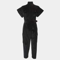 Pre Owned Weekend Max Mara Black Corduroy Jumpsuit S
