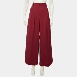 Pre Owned Weekend Max Mara Red Wool Wide Leg Pants S