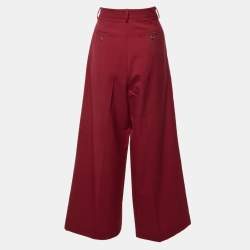 Pre Owned Weekend Max Mara Red Wool Wide Leg Pants S